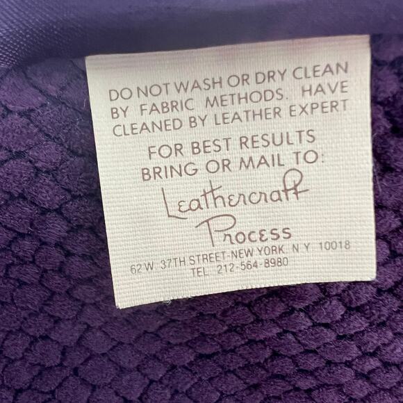Vintage 70s Leathercraft Purple Textured Leather Jacket Zip Up Collarless Sz M - Picture 9 of 9